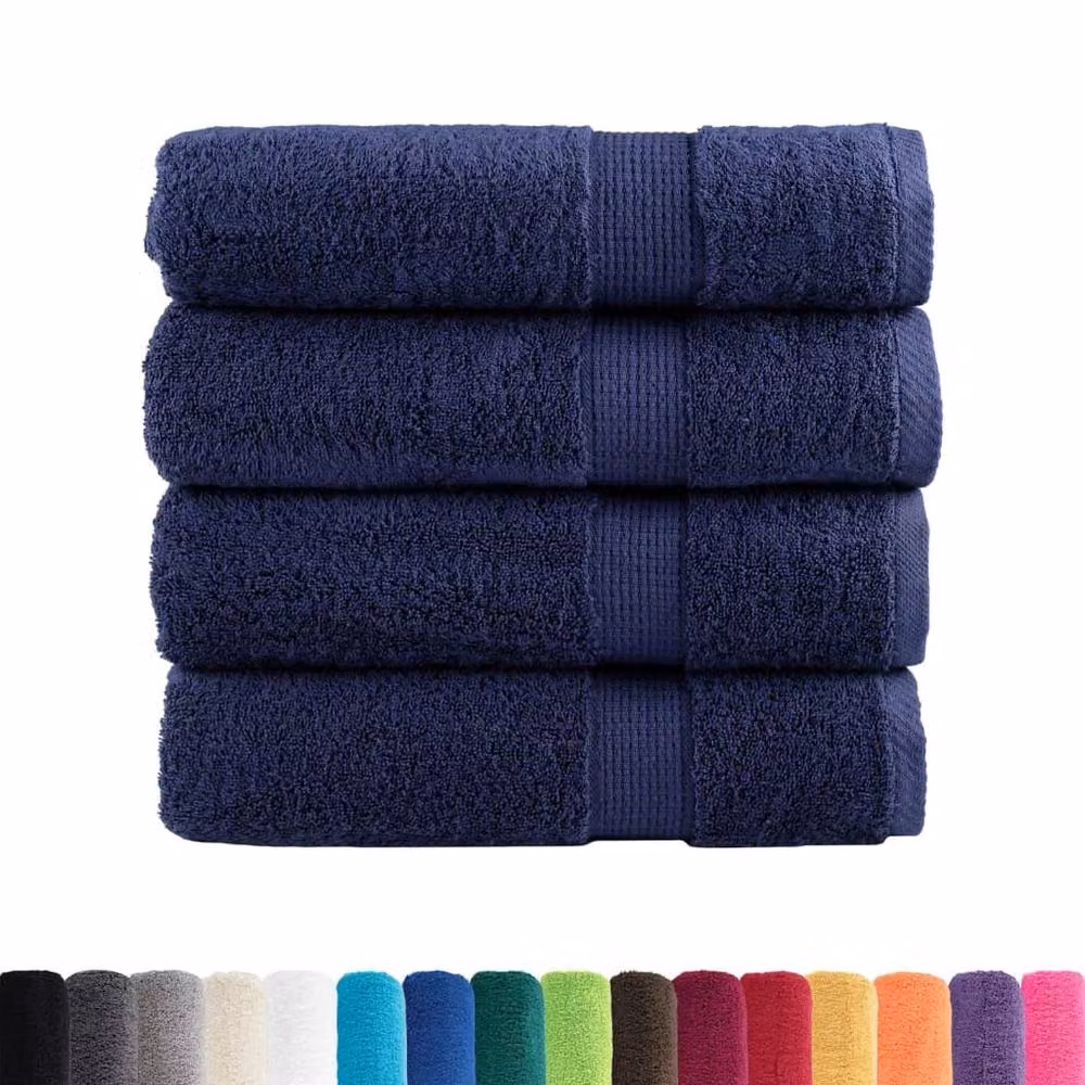 Berkfield Home SOLUND Premium Cotton Terry Hand Towels, 4 Pack, Navy Blue, W: 50 cm, L: 100 cm, 600gsm – 3