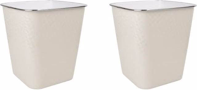JVL Glaize Square Waste Bin Set of 2, 8L, Beige