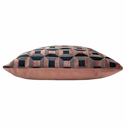 Paoletti Empire Velvet Geometric Square Cushion in Pink and Blue, W/D/H: 45 x 45 x 45 cm – 2