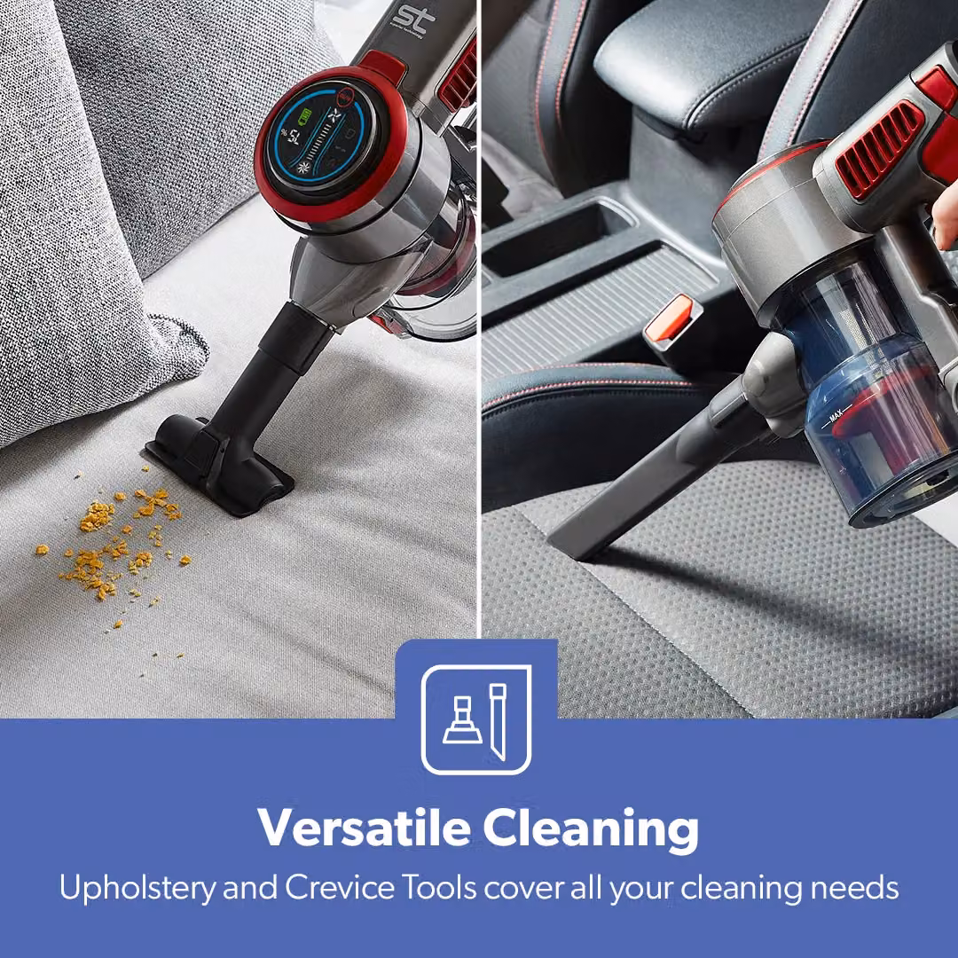 Geepas Red Cordless Bagless Vacuum Cleaner with HEPA Filter and LED Display – 5