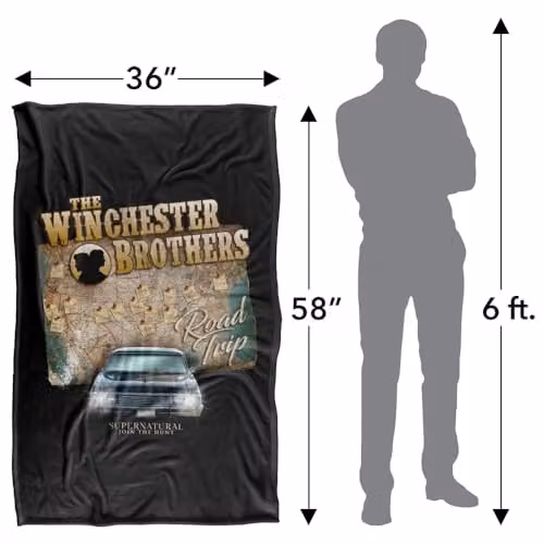 LOGOVISION Supernatural Winchester Brothers Road Trip Super Soft Fleece Throw Blanket, Multicolour, W: 91 cm, D: 147 cm – 4