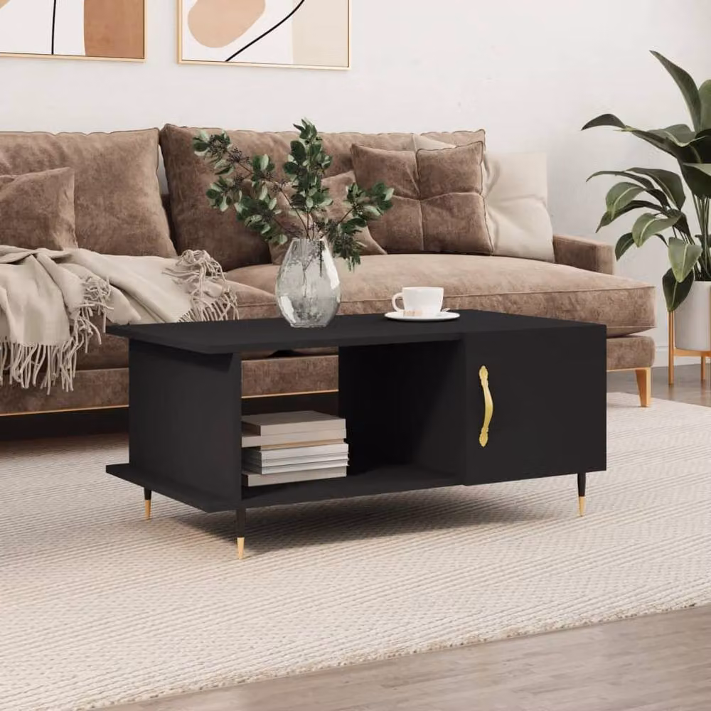 Berkfield Home Modern Black Rectangular Coffee Table W/D/H: 90 x 50 x 40 cm – 2