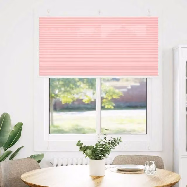 Berkfield Home Single Pleat Fabric Blind in Pink, W: 115 cm, H: 150 cm