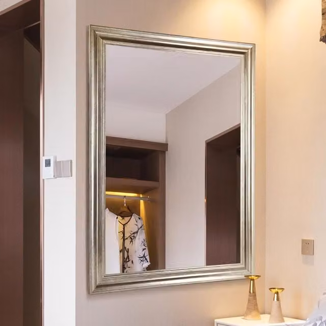 MirrorOutlet Lancaster Champagne Silver Extra Large Rectangular Wall Mirror, W: 103 cm, H: 73 cm