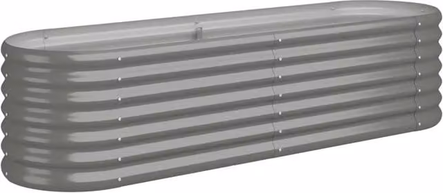 Berkfield Home Garden Grey Powder-coated Steel Raised Bed W/D/H: 152 x 40 x 36 cm – 1