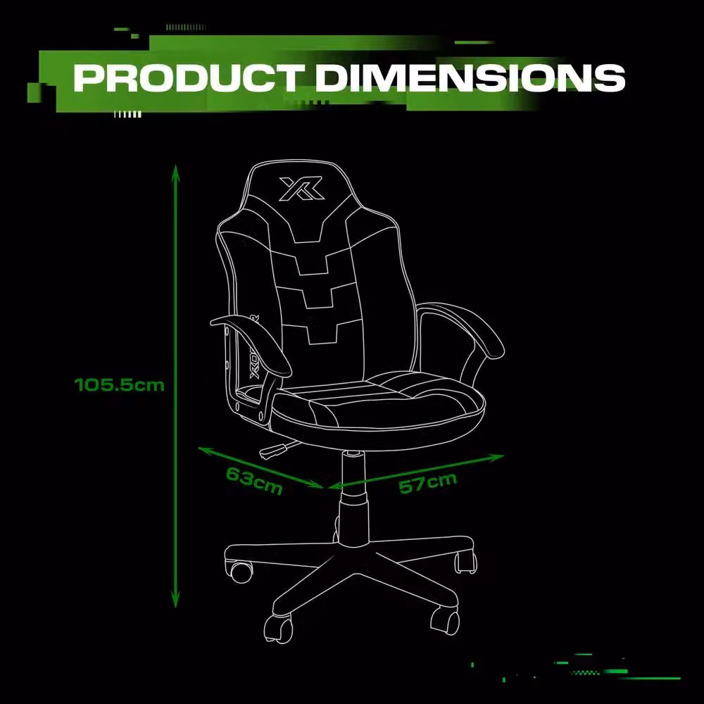 X Rocker Saturn Ergonomic Gaming Chair in Green and Black with 360 Degree Swivel Base and Armrests – 5