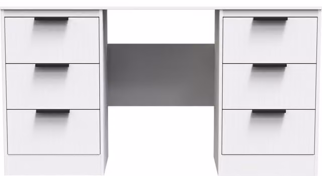 Ready Assembled 2 U Denver 6 Drawer Kneehole Desk in White
