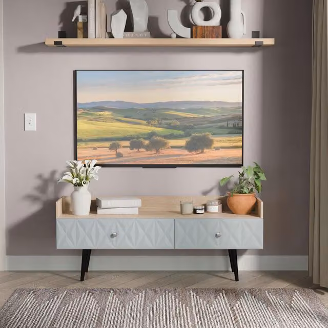 Ready Assembled 2 U Toledo 2 Drawer Coffee TV Unit in Duck Egg Blue