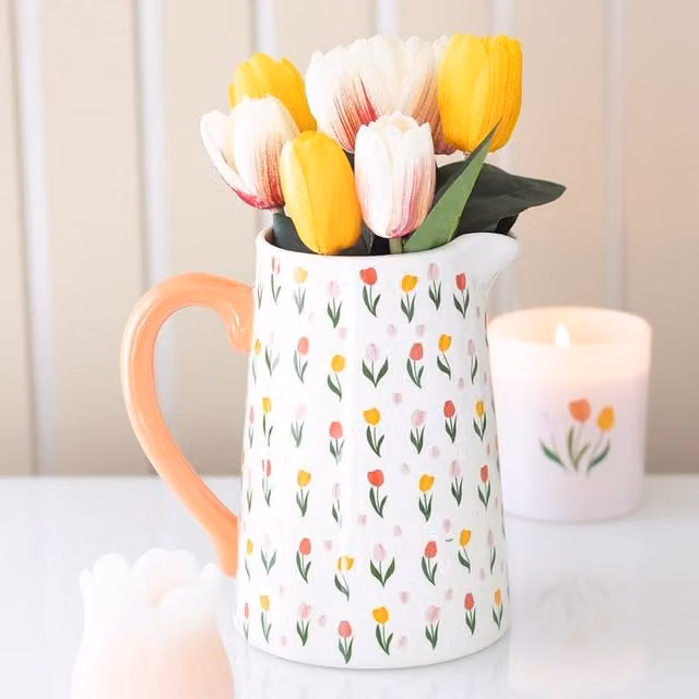 Kingsbury Gifts Multicolour Floral Ceramic Flower Jug Vase