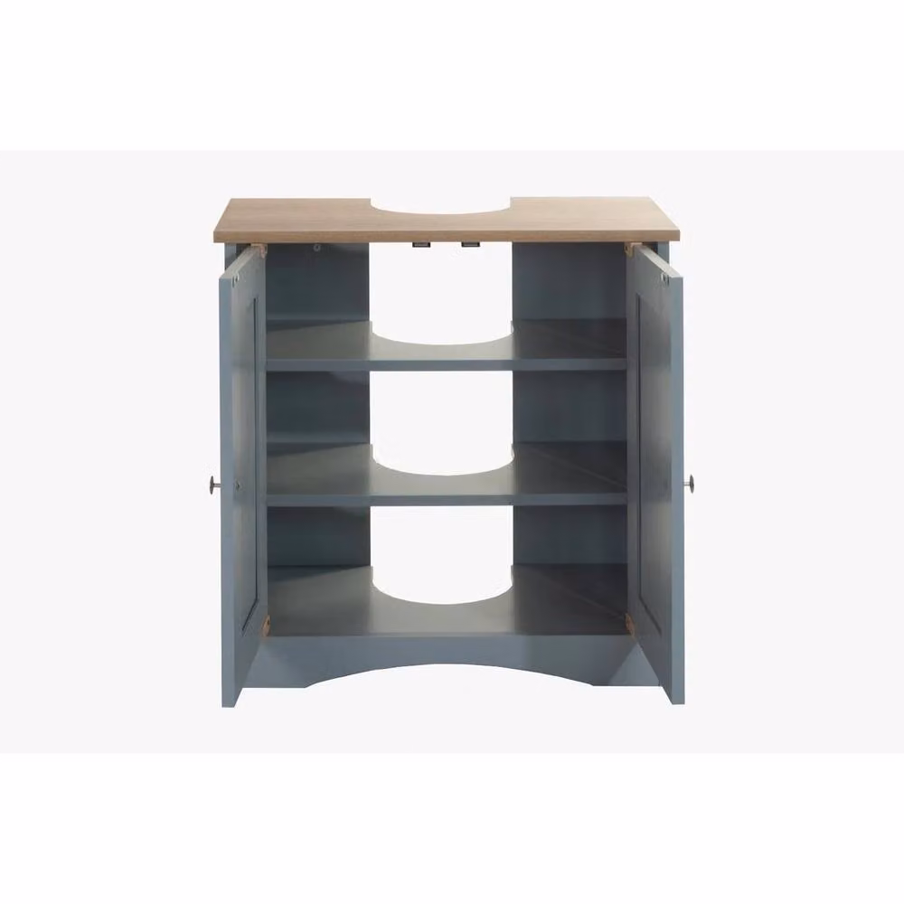 SPETLEK Grey Under Sink Bathroom Basin Storage Cabinet with Hinged Doors and Internal Shelves – 3