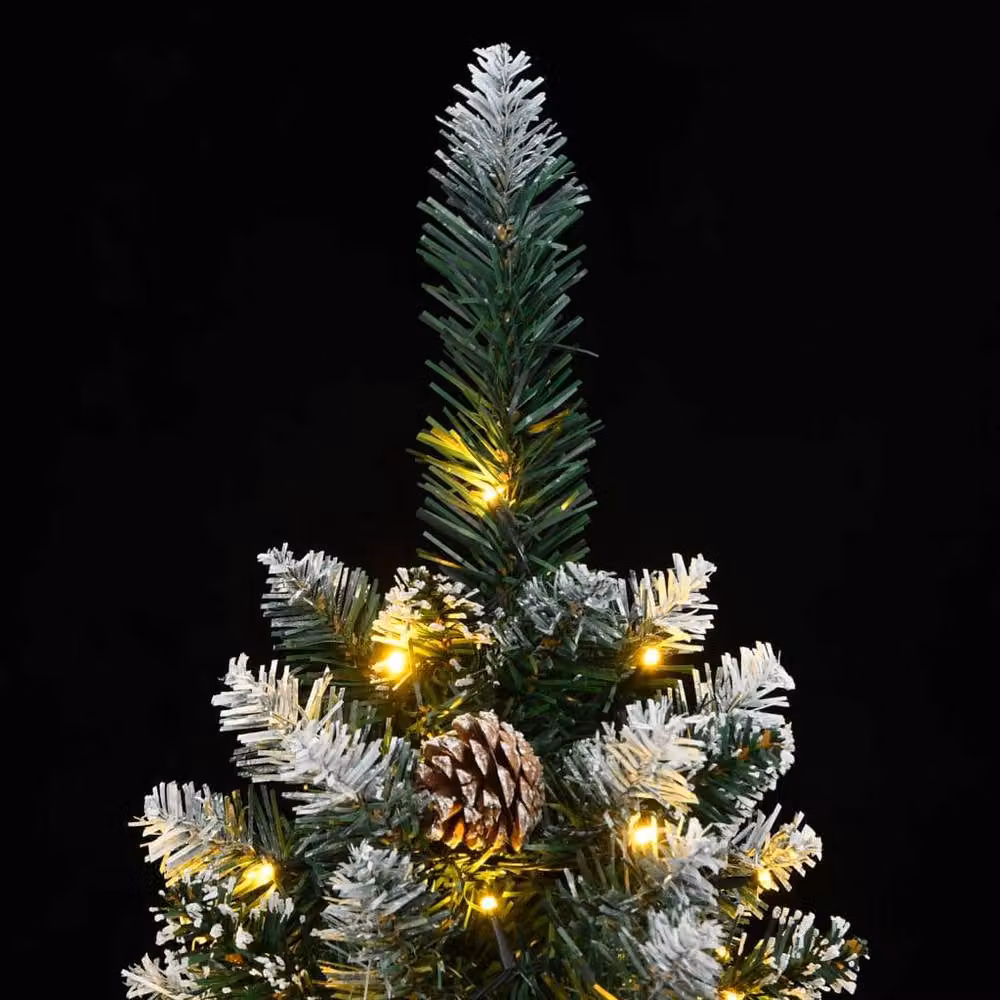 Berkfield Home Realistic Artificial Slim Christmas Tree with 300 LEDs, Green, Height: 210 cm – 4
