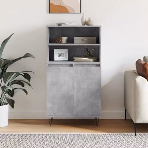 vidaXL Industrial Highboard in Grey with Hinged Doors and Internal Shelves, W/D/H: 60 x 36 x 110 cm – 2