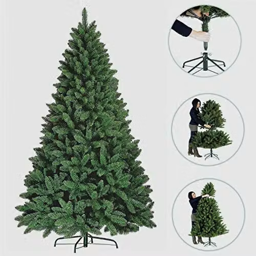 SHATCHI Green Bushy Imperial Pine Artificial Deluxe Christmas Tree with Hinged Branches and Metal Stand, Height: 240 cm – 5