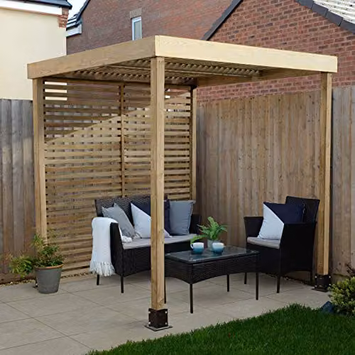 Forest Garden Modular Pergola with 1 Side Panel in Brown Wood, W: 197 cm, D: 204.5 cm, H: 197 cm – 2