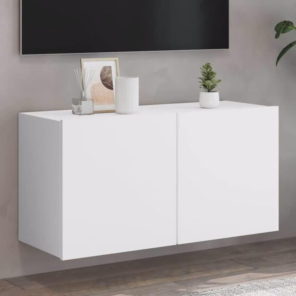 Berkfield Home Wall-mounted TV Cabinet in White, W/D/H: 80 x 30 x 41 cm – 2