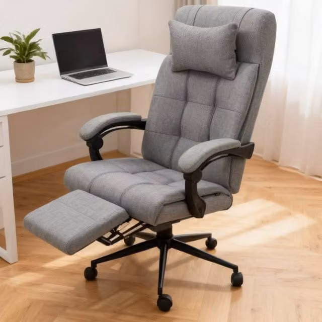ERGOVEXA Ergonomic Office Chair with Footrest and Headrest, Grey