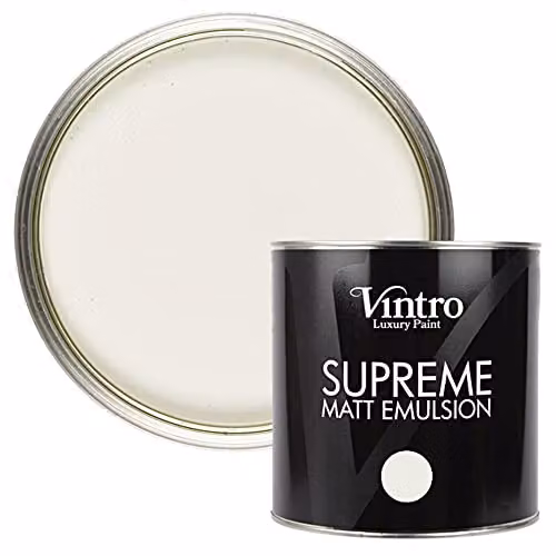 Vintro Luxury Matt Emulsion Paint in Pearl White with a Hint of Grey, 2.5L