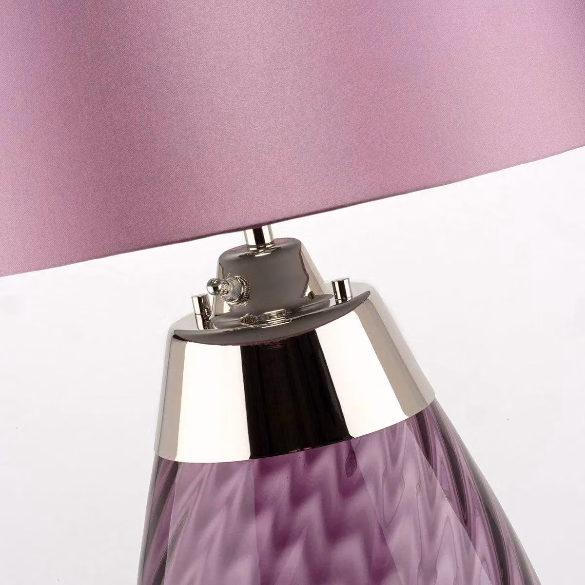 Netlighting Lena 2 Light Small Table Lamp in Purple with Plum Tinted Glass and Heather Shade – 2