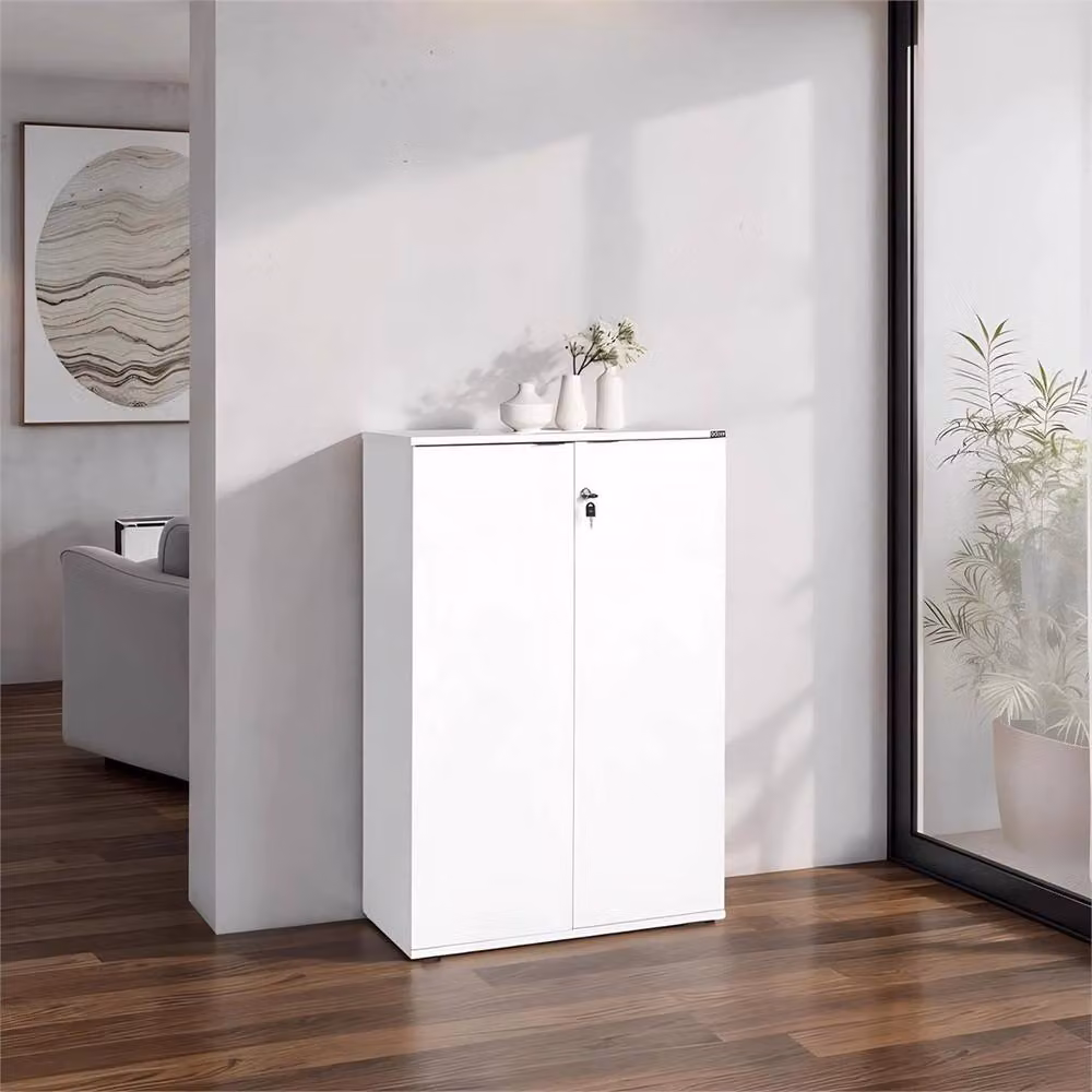 Nordara Matt White 2-Door Lockable Office Cabinet Pull Handles – 2