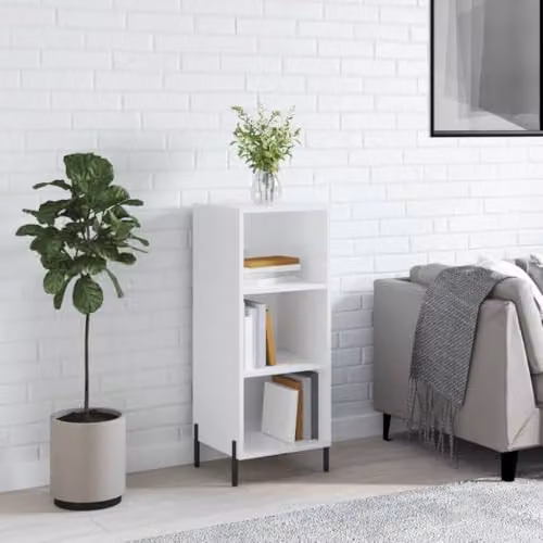 vidaXL High Gloss White Sideboard in Engineered Wood W/D/H: 34.5 x 32.5 x 90 cm