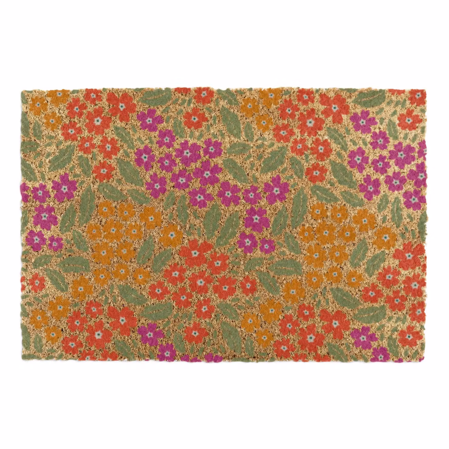 Artsy Mats Floral Pattern Coir Doormat in Brown and Multicolour, W: 90 cm, D: 60 cm – 2