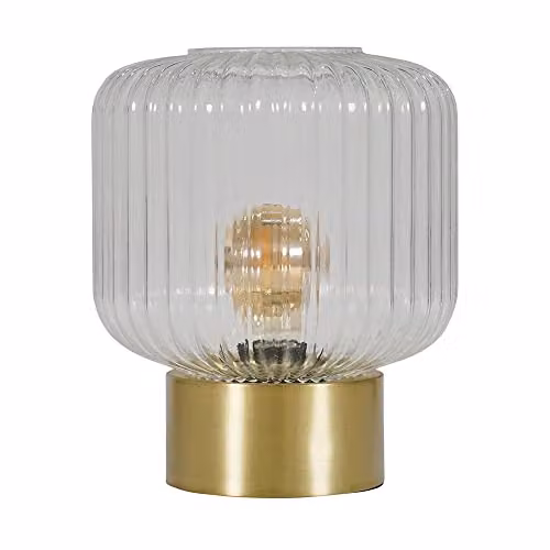 MiniSun Modern Table Lamp with Gold Brass Base and Transparent Glass Shade – 1