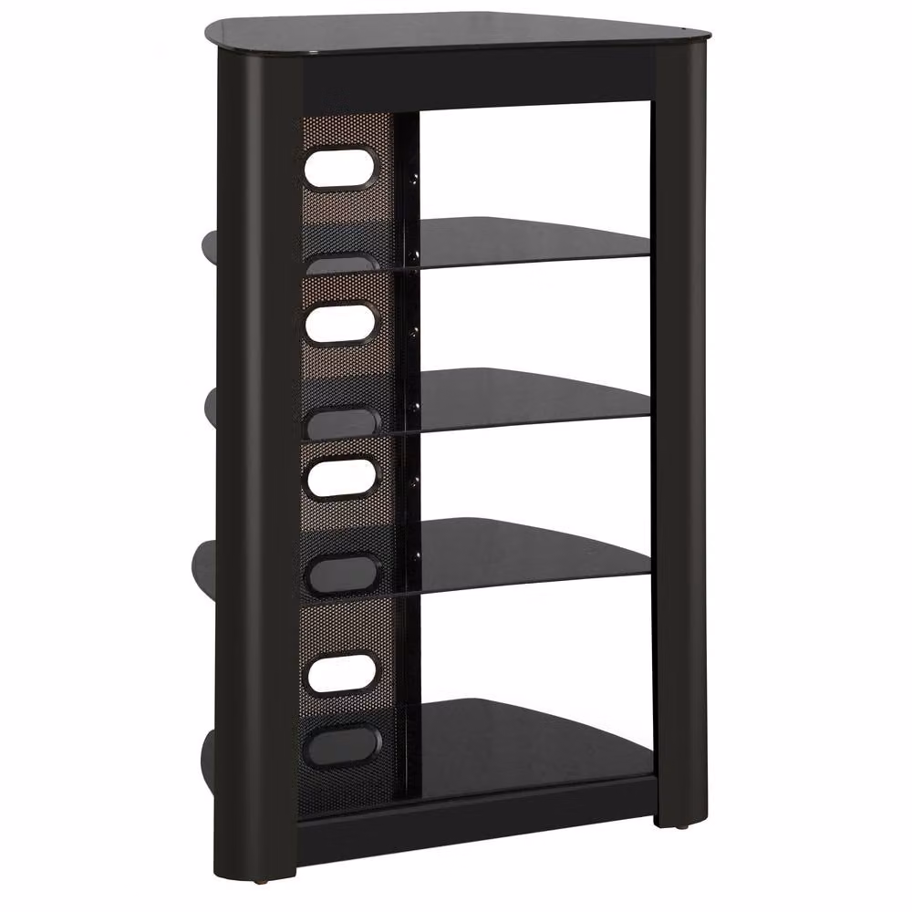 Centurion Supports Zinnia 5-Shelf Gloss Black Multimedia AV Rack with Glass Shelves W/D/H: 102 x 49 x 68 cm – 3