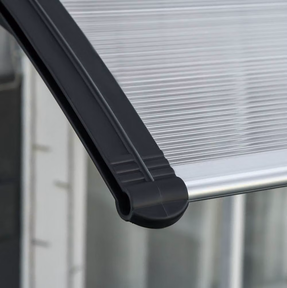 STILVORA Door Canopy with UV-Resistant Transparent Polycarbonate Panels and Aluminium Frame, 303 cm – 6