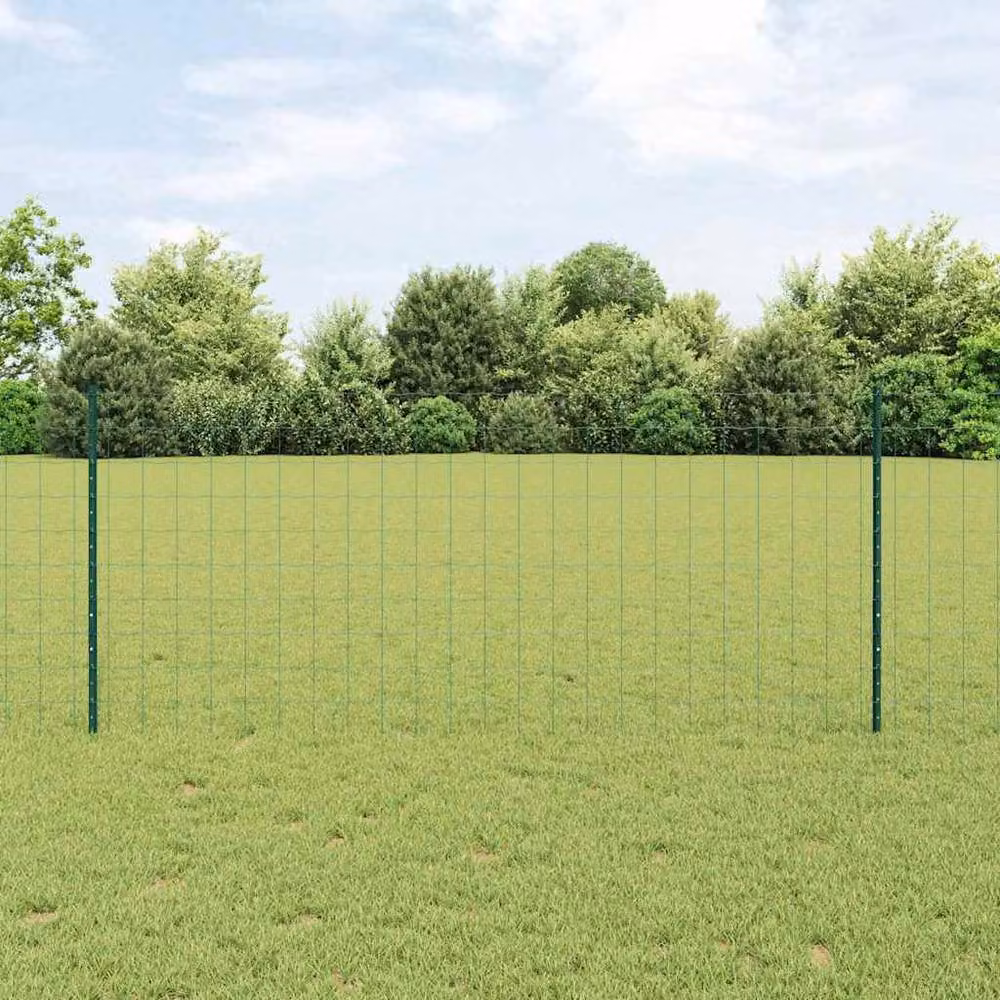 vidaXL Green Steel Garden Fence Set of 2, W: 25 m, H: 1 m – 2