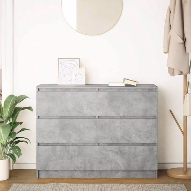Berkfield Home Sideboard in Concrete Grey, W/D/H: 100 x 35 x 76 cm – 1