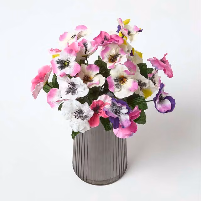 Homescapes Set of 3 Multi Colour and Pink Pansy Spray Single Stems