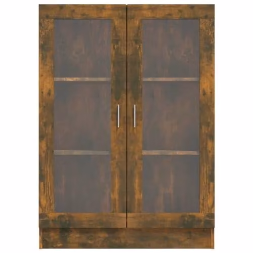 vidaXL Vitrine Cabinet in Smoked Oak with Glass Doors, W/D/H: 82.5 x 30.5 x 115 cm – 3