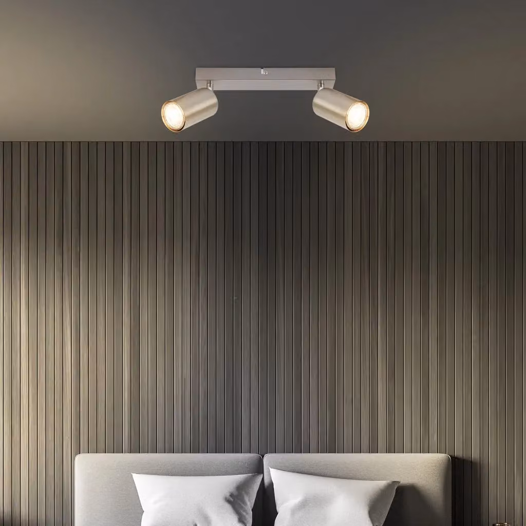Briloner 2-Light LED Ceiling Spotlight in Silver Metal with Adjustable GU10 Bulbs – 4