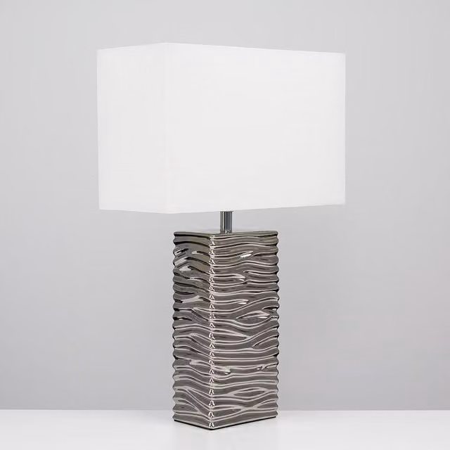 ValueLights Etienne Pair of Silver and White Ceramic Table Lamps – 1