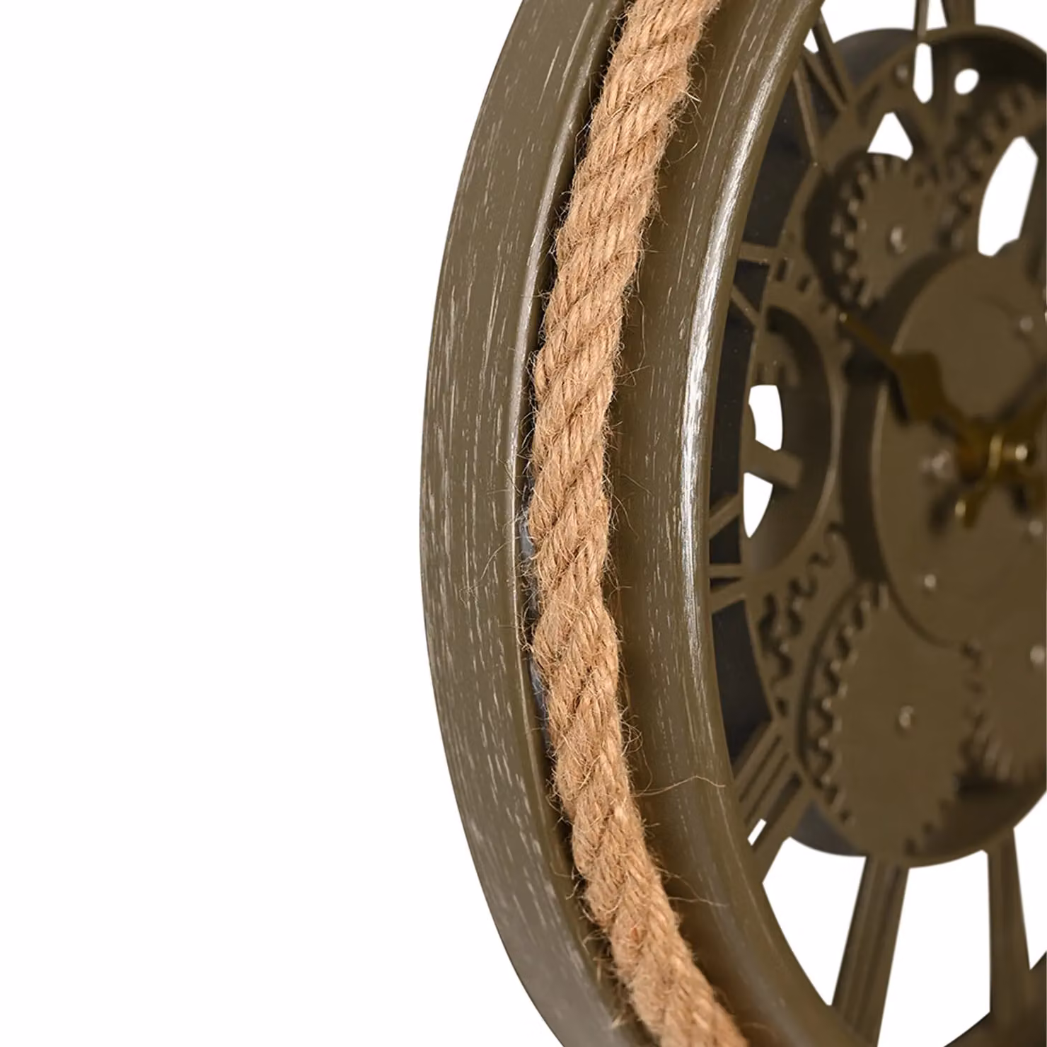HOMETIME Cogs & Rope Industrial Analog Wall Clock, Multicolour, Diameter: 30 cm – 3
