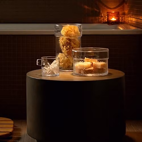 LSA Glass Tealight Holder with Handle, Transparent, Height: 9 cm – 3