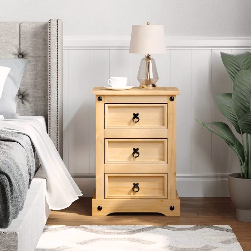Berkfield Home Corona Bedside Cabinet in Brown Solid Pine Wood, W/D/H: 45 x 35 x 64 cm – 2
