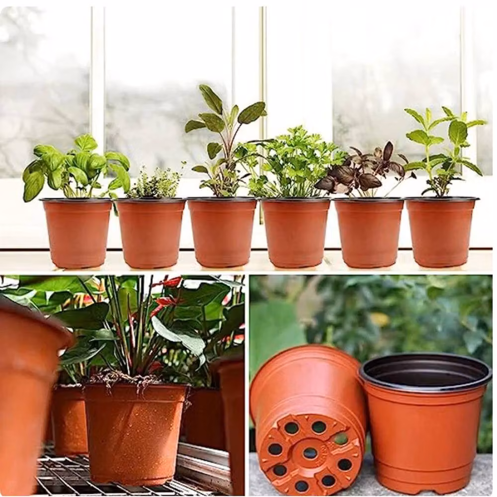 NESTLUNE Plastic Multipurpose Seedling and Flower Planter Pot in Orange – 3