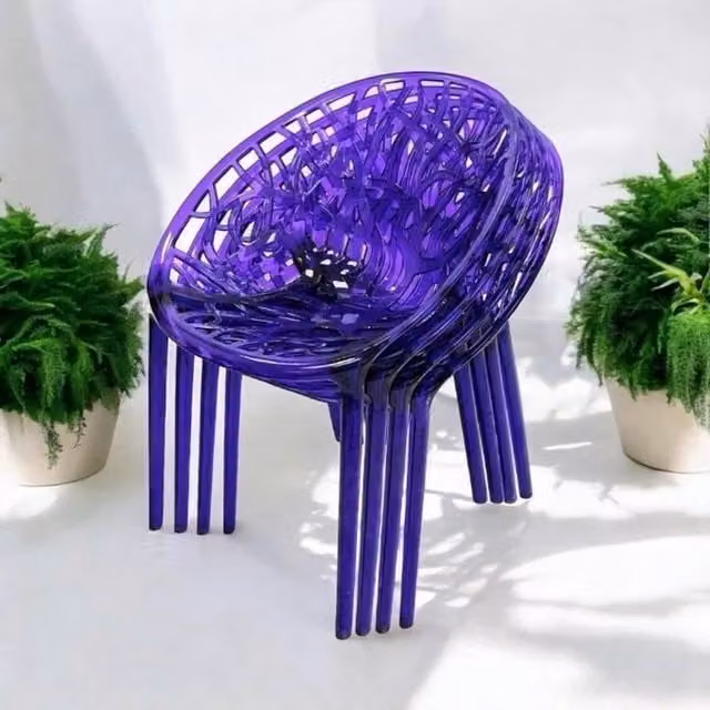 NESTLUNE Set of 4 Purple Stackable Acrylic Chairs