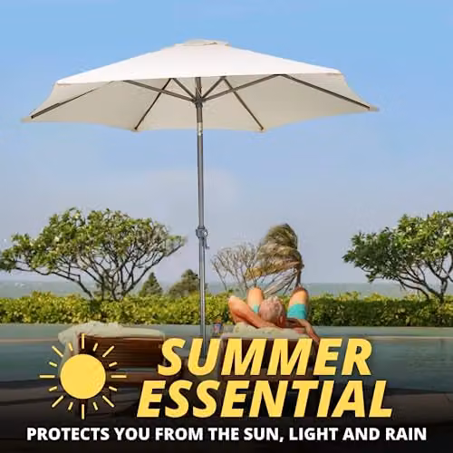 Kingfisher 2m Aluminium Garden Parasol with Tilt Mechanism in Beige – 2
