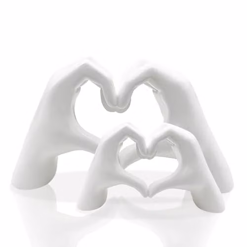 Huhote Minimalist Heart Hands Sculpture Decor, White, 2 Pcs – 1