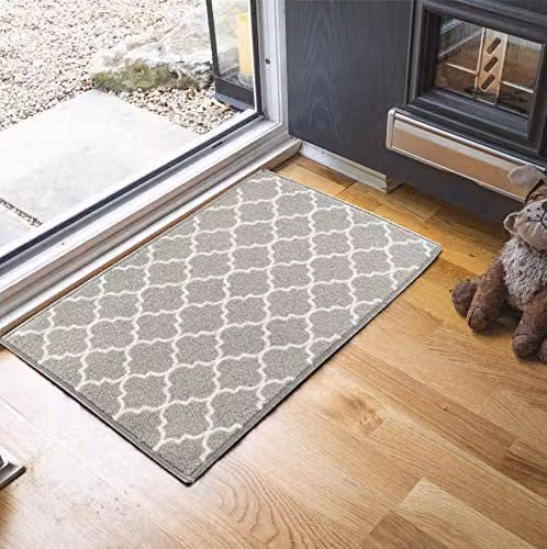 Serdim Rugs Havana Washable Non-Slip Kitchen Floor Mat, Trellis, Grey, W: 80 cm, L: 150 cm