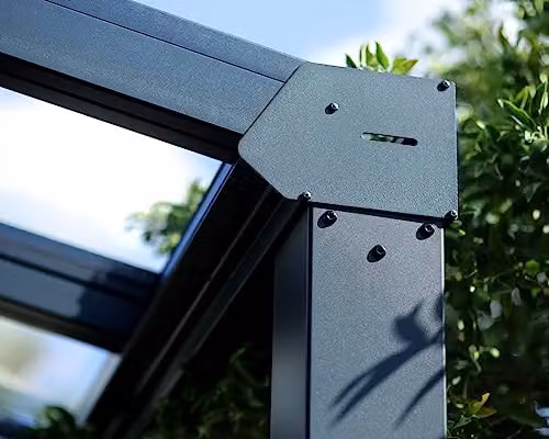 Palram Stockholm Aluminium and Polycarbonate Pergola in Grey with Transparent Roof, W: 515 cm, D: 324 cm – 4