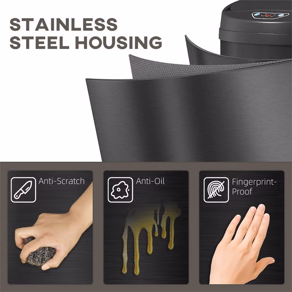 Nordara 30L Automatic Sensor Bin with Touchless Soft Close Lid in Black, W/D/H: 100 x 15 x 15 cm – 2