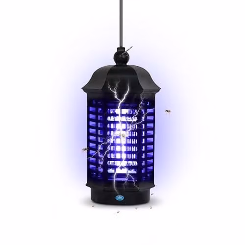 St Helens Prem-i-air 4W Insect Killer in Black with Metal Ring for Ceiling Mounting W/D/H: 25.0 x 12.0 x 12.0 cm