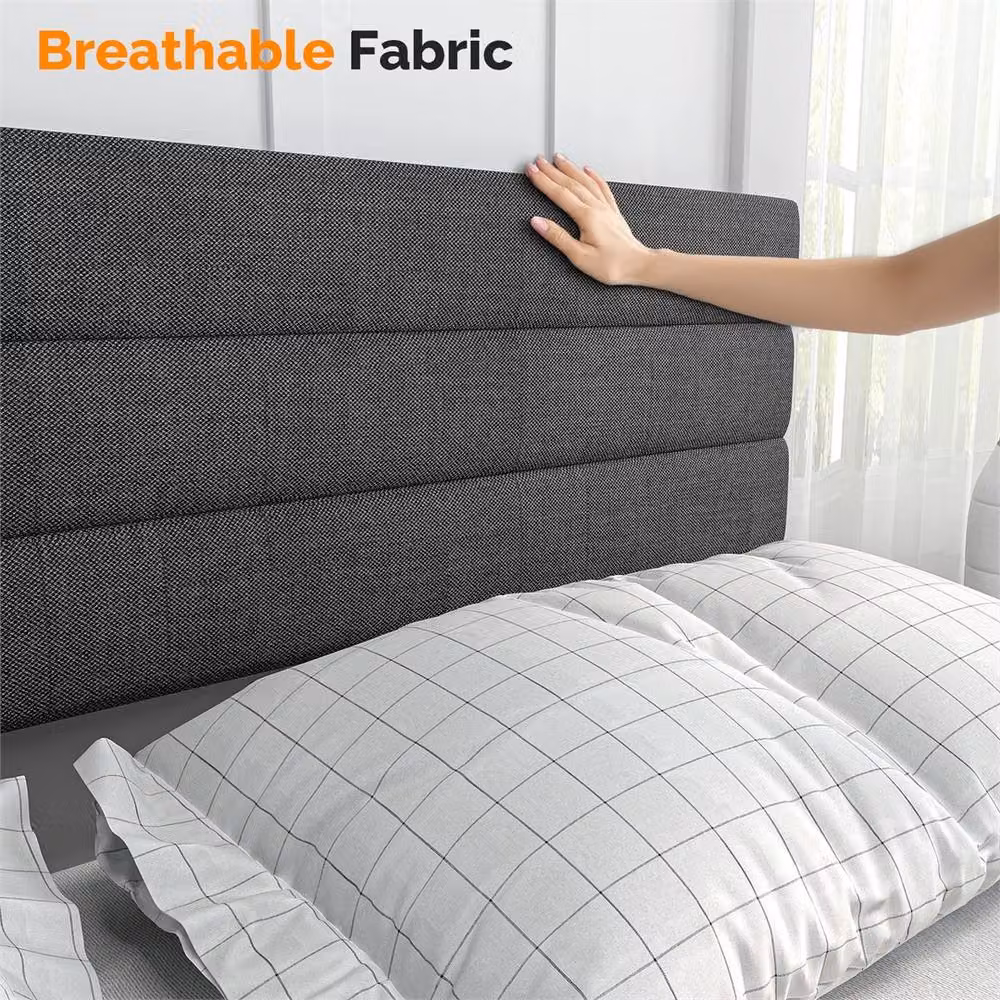 Kelvenix Upholstered Single Bed Frame in Dark Grey – 5