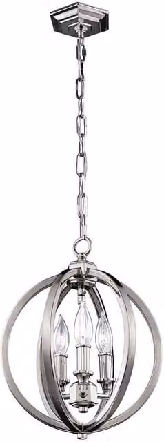 Elstead Corinne 3 Light Small Spherical Ceiling Pendant in Silver and Grey with Crystal and Metal Details, E14