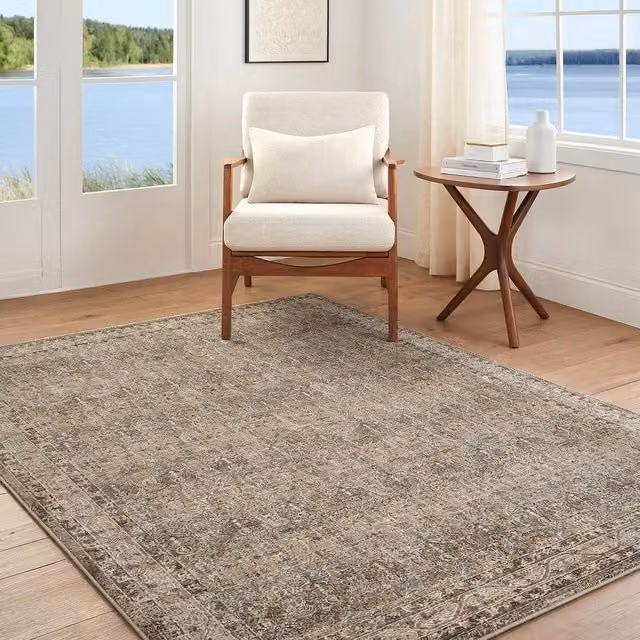 Livabliss Arda Vintage Boho Fringe Living Room Rug in Green, Grey and Brown, W: 150 cm, L: 230 cm