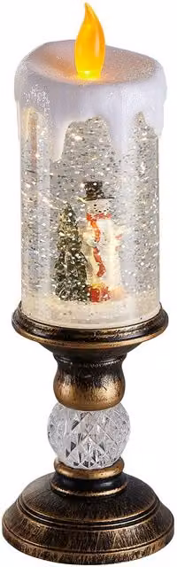 Living and Home Christmas LED Snowfall Crystal Candle Lamp Snowman Decoration, Multicolour and White, Battery Operated – 1
