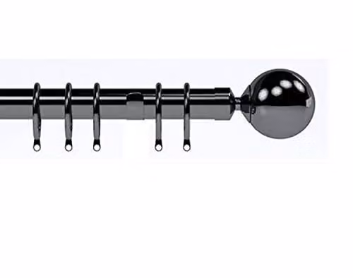 SPEEDY Nikola Metal Curtain Pole Set, Polished Graphite, W: 125 cm, D: 2.8 cm